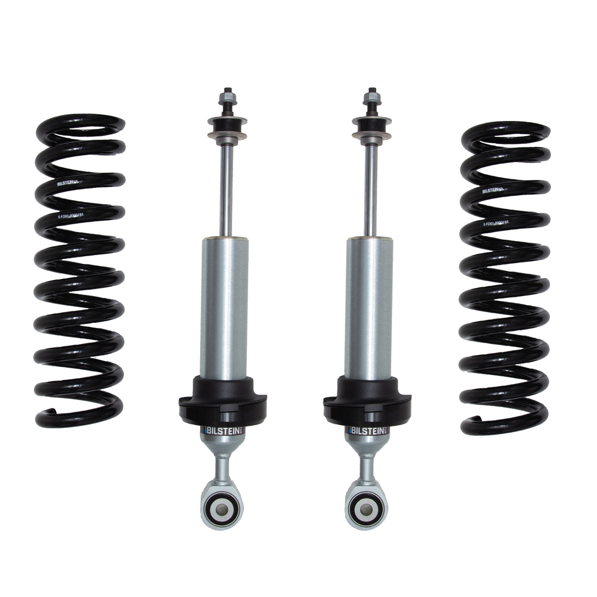 Two shock absorbers with springs on a white background, featuring the Bilstein brand.