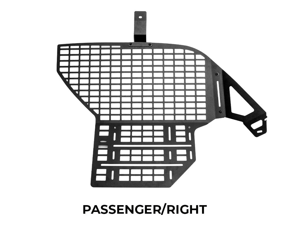 Black metal grille on a white background with 'Passenger/Right' text.