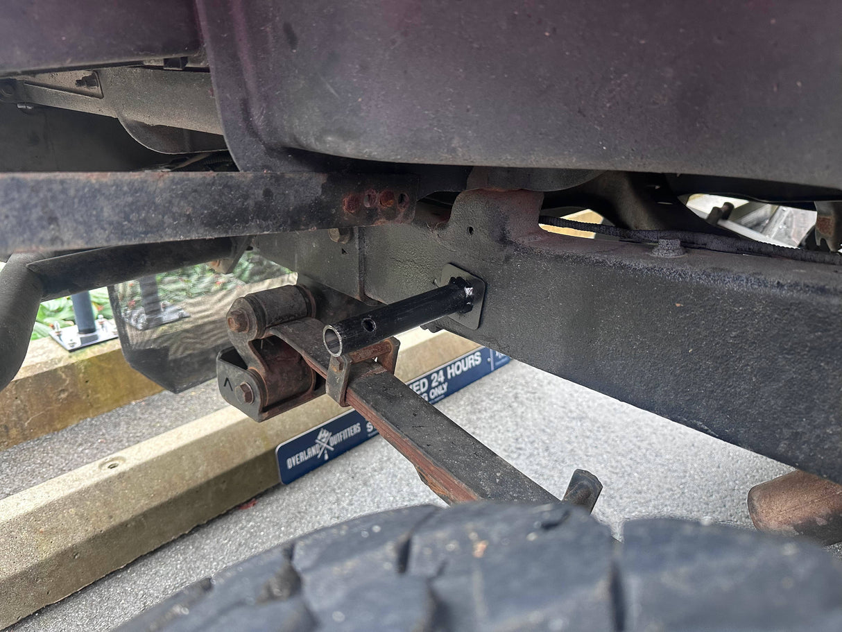 Close-up of a vehicle's undercarriage.