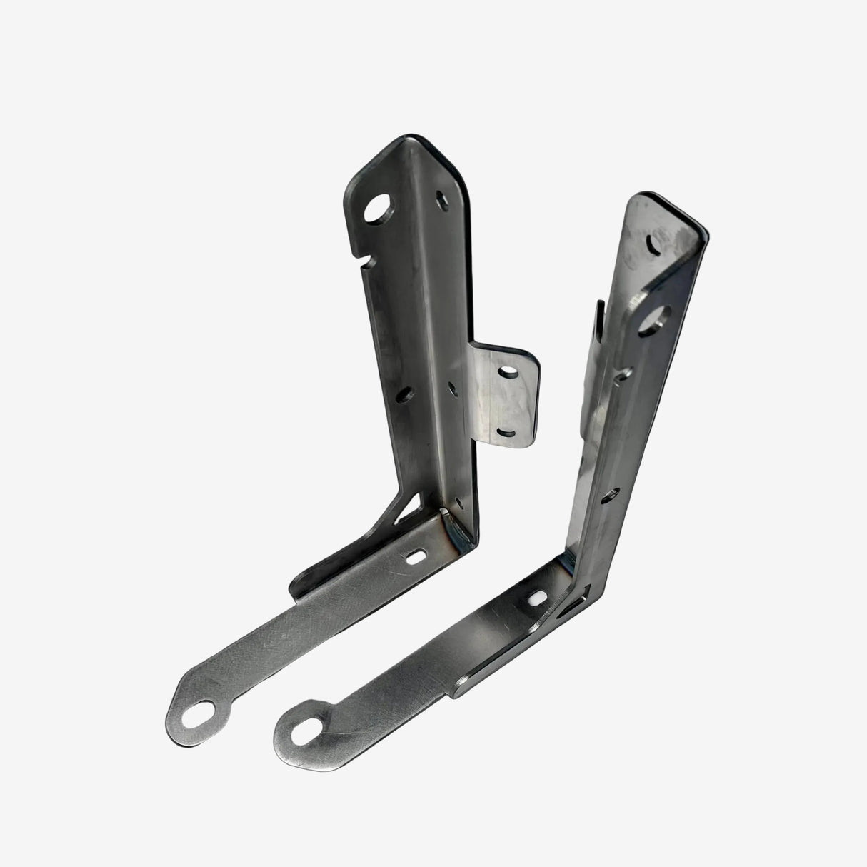 Metal brackets on a gray background