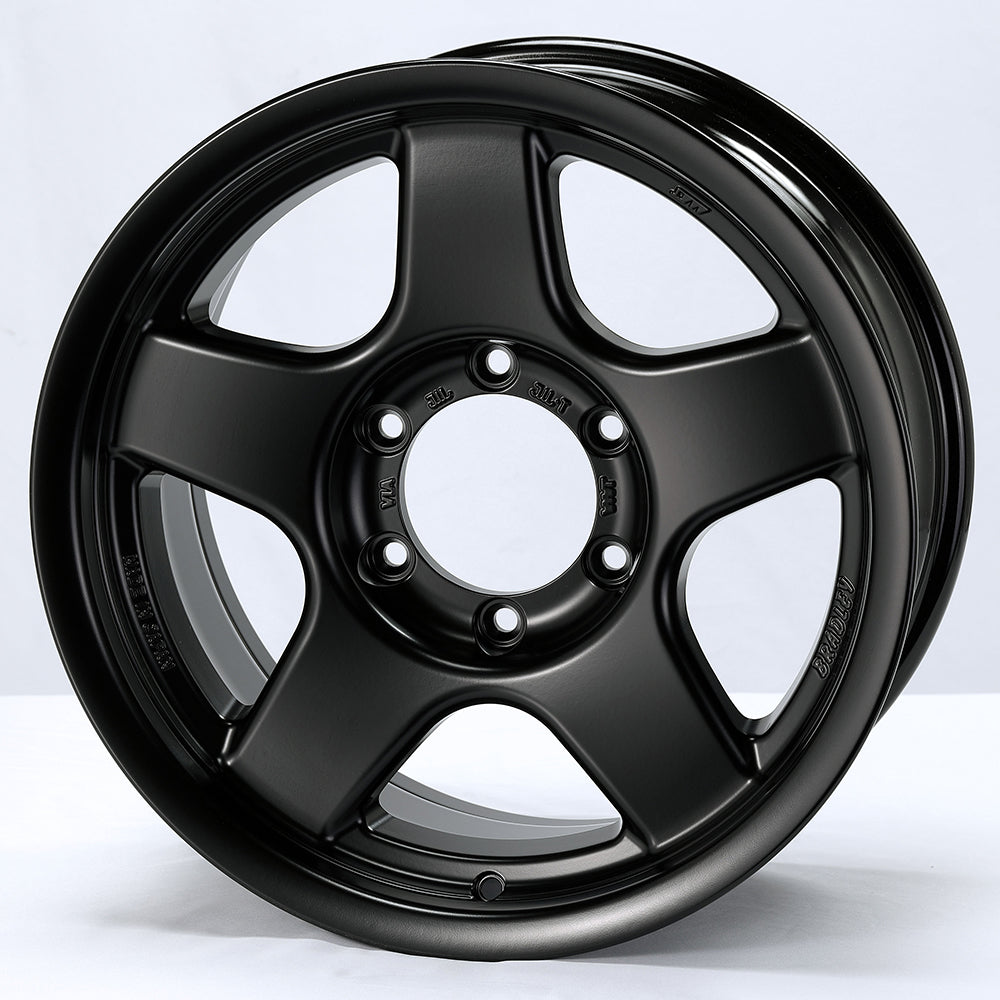Black alloy wheel on a white background