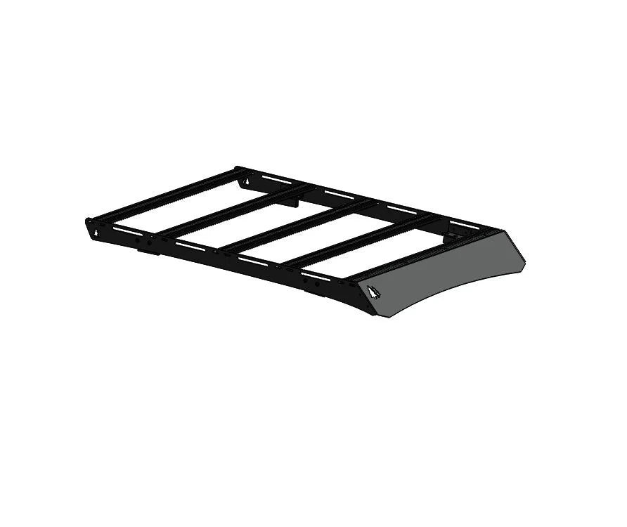 Black metal roof rack on a white background