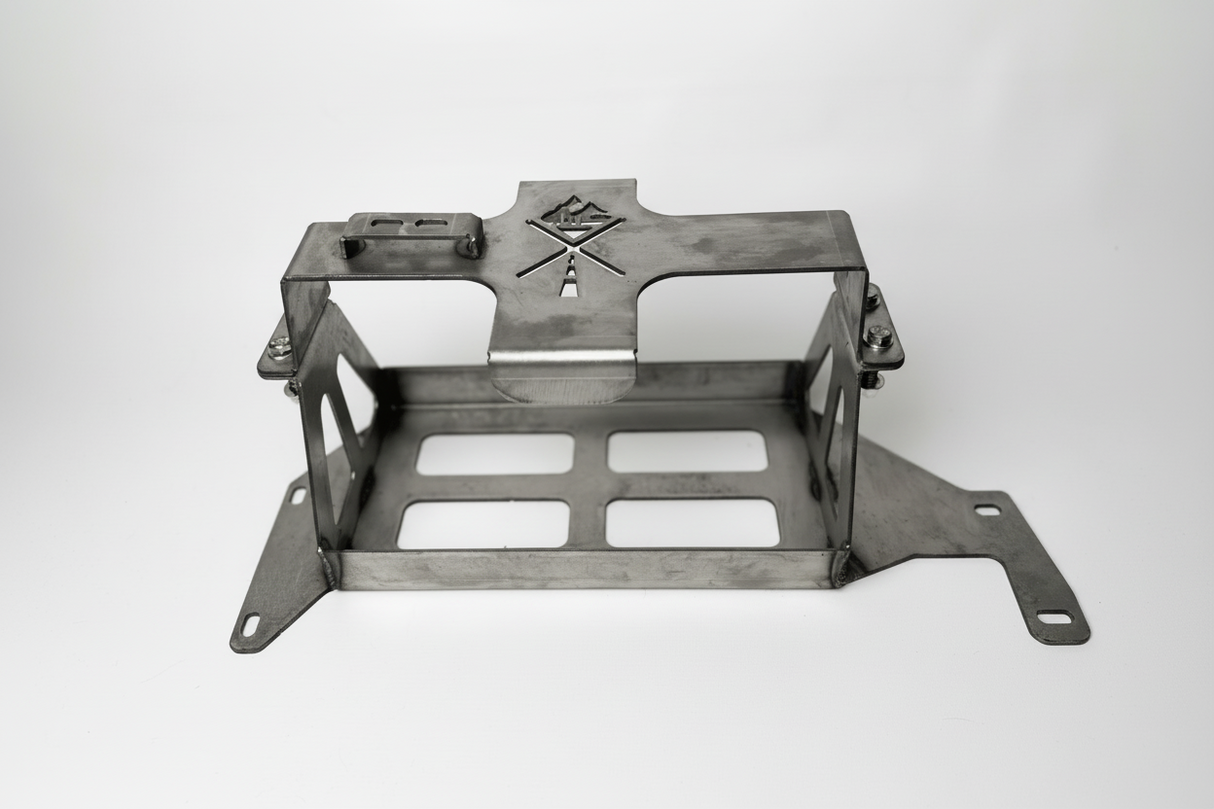 Metal bracket on a gray background