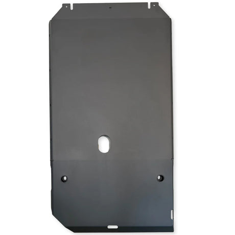Black metal plate with a central hole on a white background