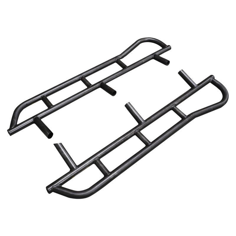 Black metal Rock Sliders with kickout on white background