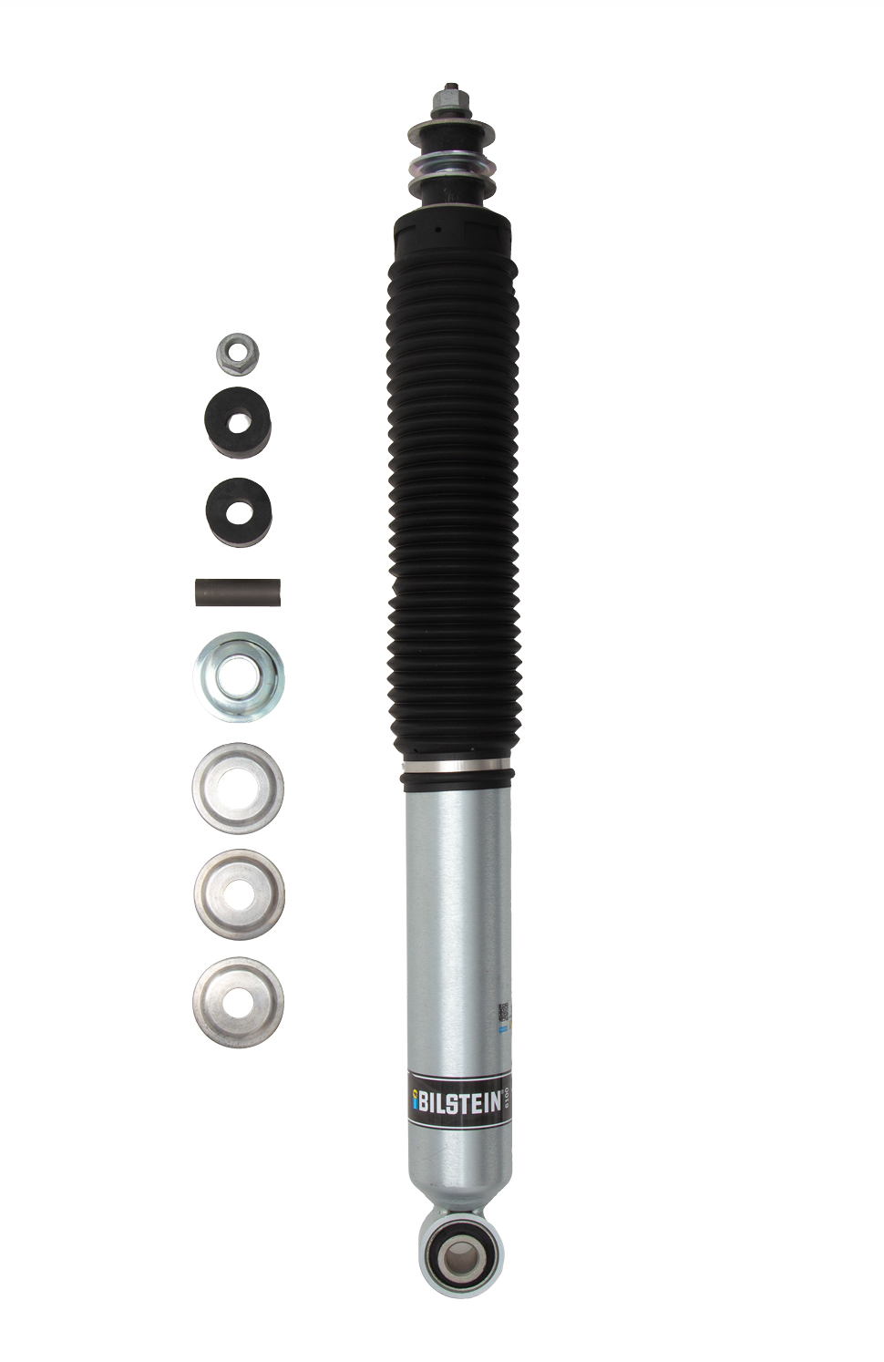 Bilstein shock absorber with various components on a white background
