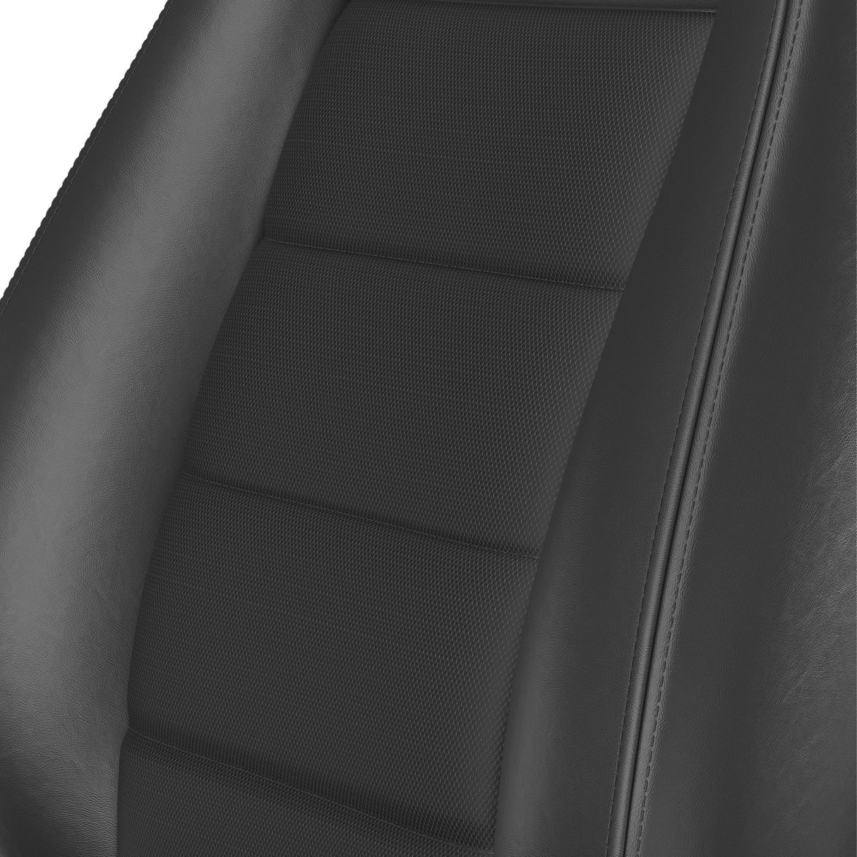 Close-up of a black car seat with textured surface