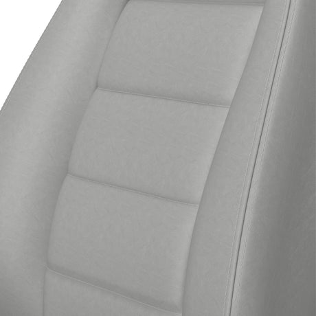 Gray car seat with quilted design on a white background