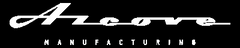 Logo of Areovo Manufacturing with a white script font on a black background