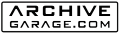 Logo for ArchiveGarage.com with a black border on a transparent background