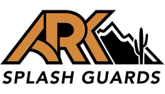 Logo of ARK Splash Guards with mountain and cactus design on a white background