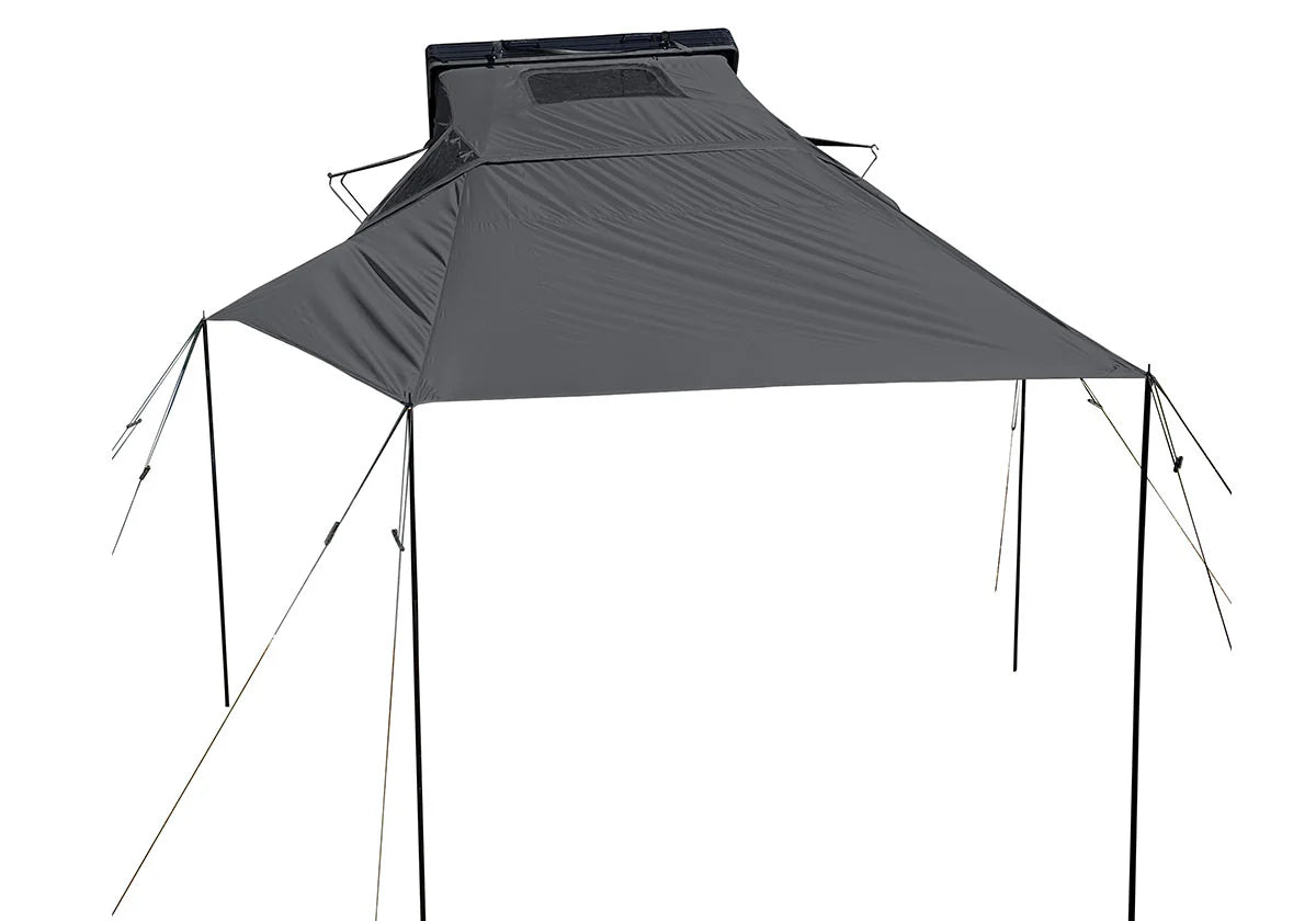 Black outdoor canopy tent on a white background