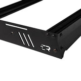 Black metal ROOF RACK with a logo on a white background