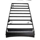 Black metal roof rack on a white background
