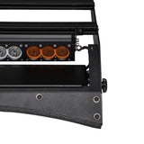 Close-up of a vehicle light bar with multiple lights on a white background