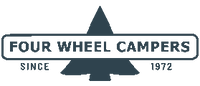 Teal Logo of Four Wheel Campers with a transparent background