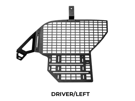 Black metal grille on a white background with 'DRIVER/LEFT' text.