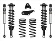 Set of suspension components including shock absorbers and springs on a white background