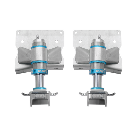 Two metal shock absorber bump stops with King logo on a white background