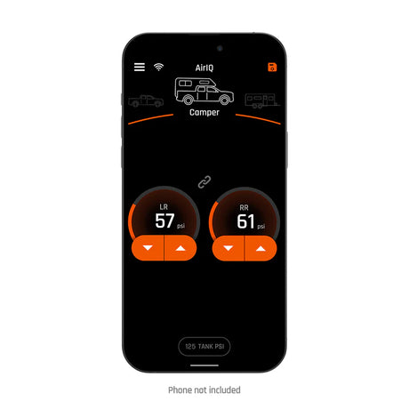 Phone with AirIQ app interface on a white background