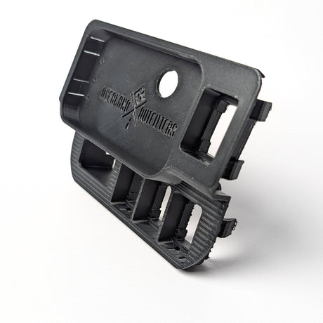 Side view of black panel with on a white background