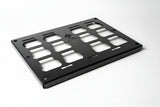 Black metal panel on a white background