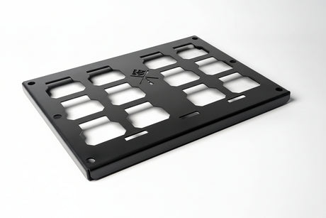 Black metal panel on a white background