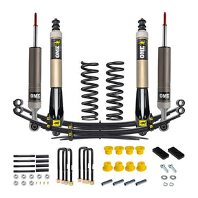 OME suspension components including shock absorbers and springs on a white background