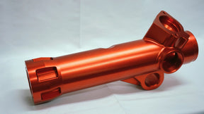 Orange metal shaft on a white background