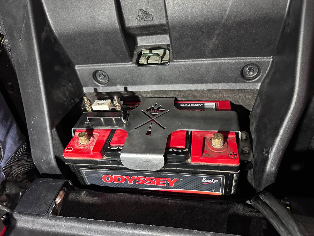 battery and mount inside of a truck cab