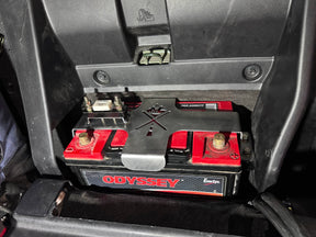 battery and mount inside of a truck cab