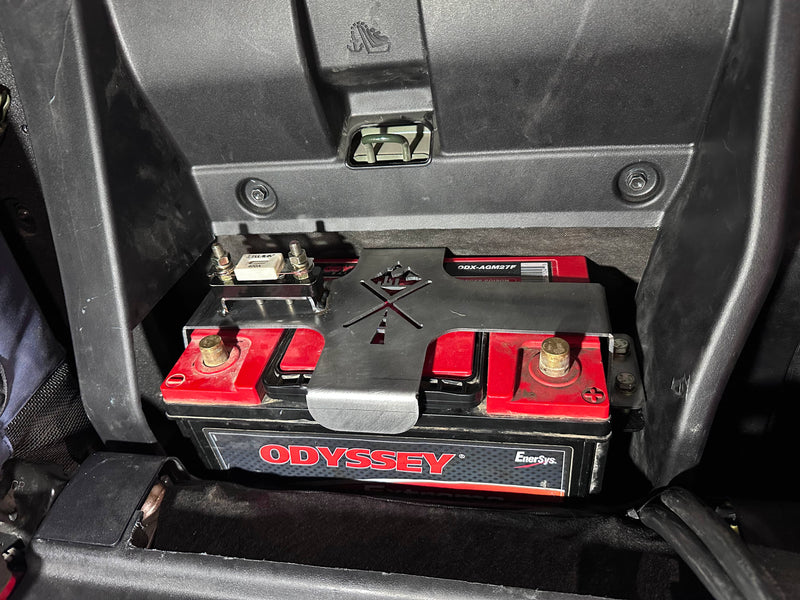 battery and mount inside of a truck cab