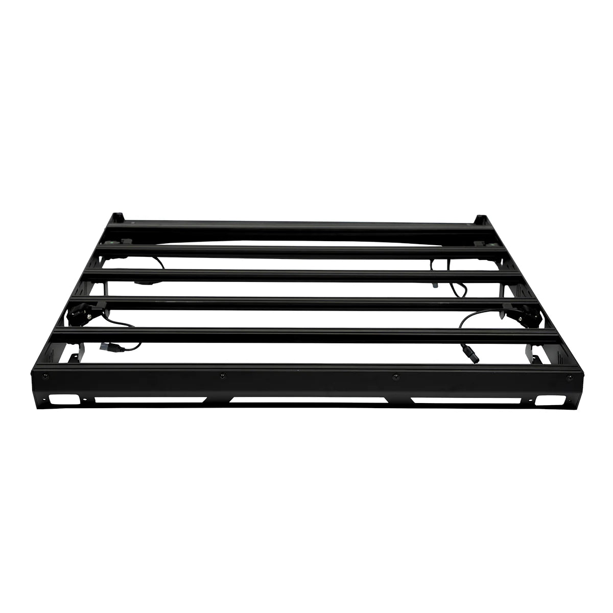 Black metal roof rack on a white background