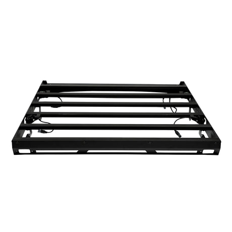 Black metal roof rack on a white background