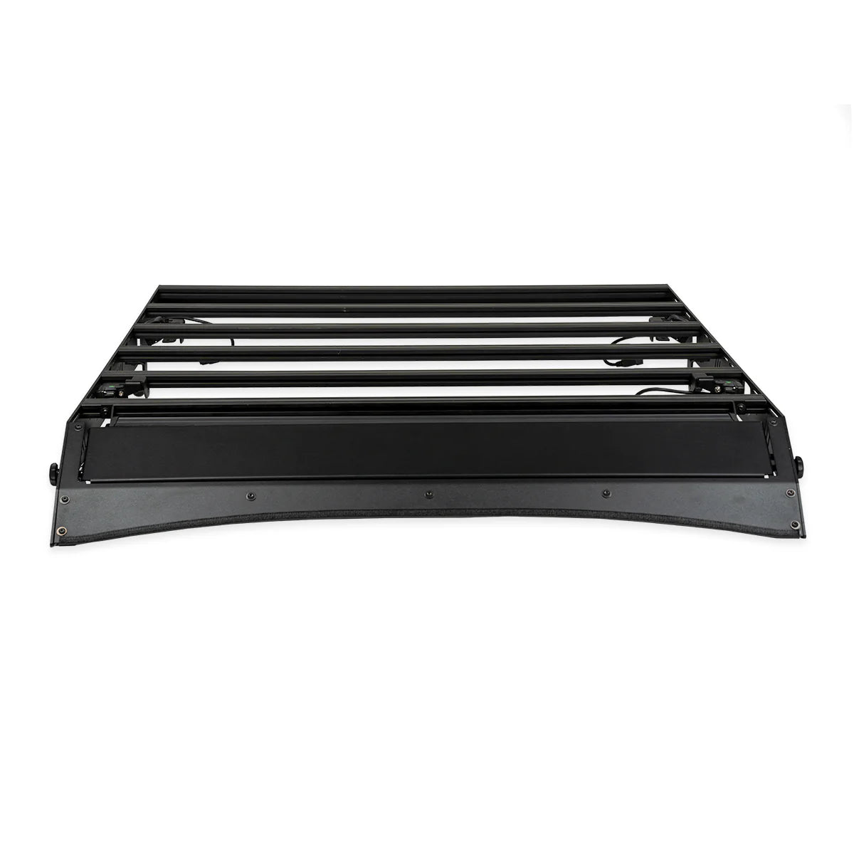 Black metal roof rack on a white background