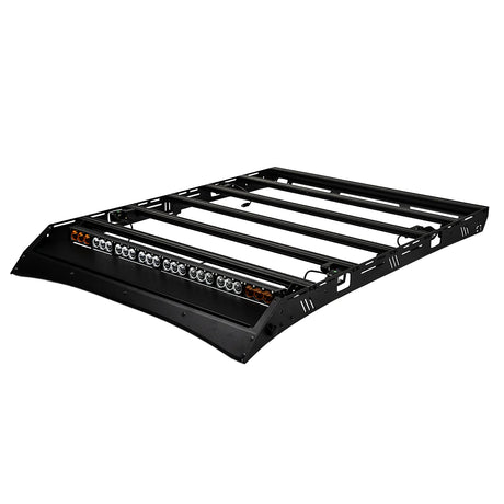 Black metal roof rack on a white background