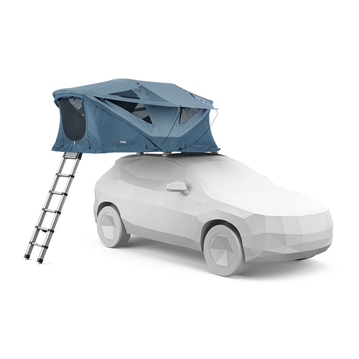 Roof tent attached to a car model on a white background