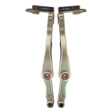 Two metallic suspension links with 'APEX' branding on a white background