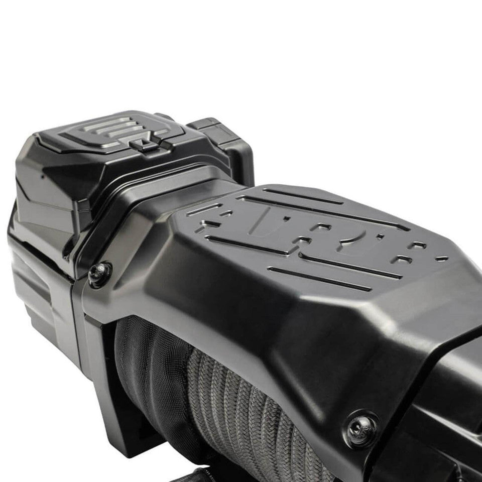 Close-up of a black mechanical component on a white background