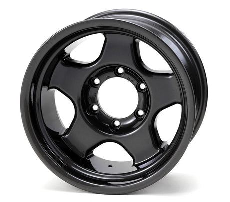 Black alloy wheel on a white background