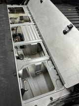 Gray plastic mold on a black surface