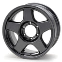 Black alloy wheel on a white background