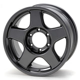 Black alloy wheel on a white background
