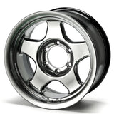 Chrome car wheel rim on a white background