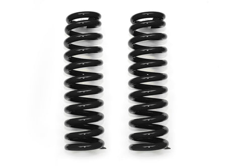 Two black coil springs on a white background