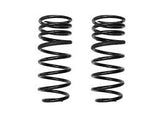 A pair of black rear coil springs for a vehicle.