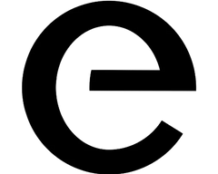 Black letter 'e' on a white background