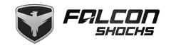 Logo of Falcon Shocks with a shield emblem on a white background