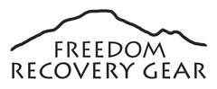 Logo of Freedom Recovery Gear with a mountain silhouette on a white background