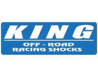 KING off-road racing shocks logo on a blue background